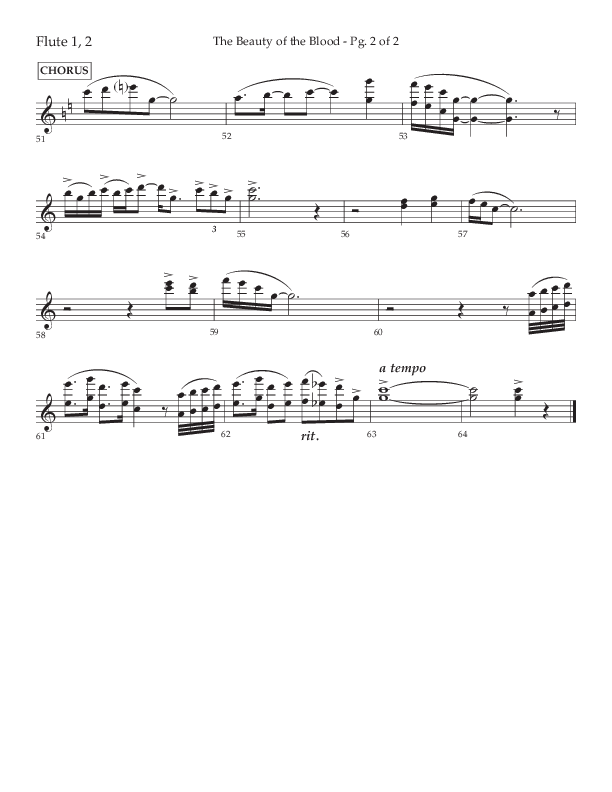 The Beauty Of The Blood (Choral Anthem SATB) Flute 1/2 (Lifeway Choral / Arr. Phil Nitz)