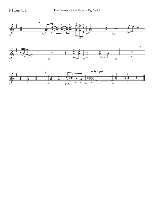 The Beauty Of The Blood (Choral Anthem SATB) French Horn 1/2 (Lifeway Choral / Arr. Phil Nitz)