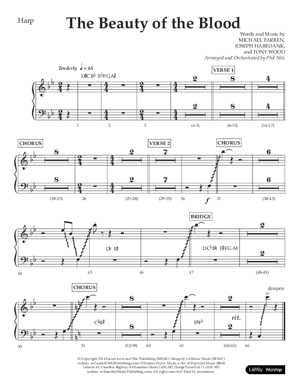 The Beauty Of The Blood (Choral Anthem SATB) Harp (Lifeway Choral / Arr. Phil Nitz)