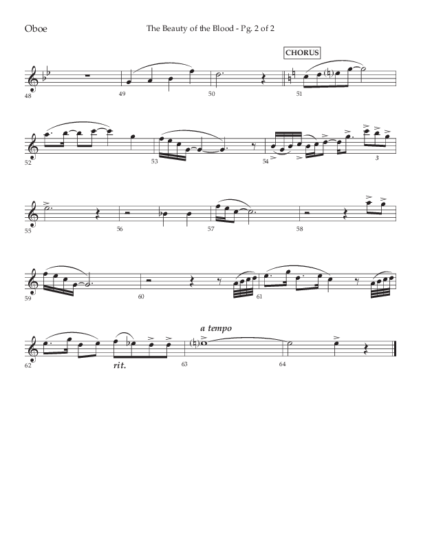 The Beauty Of The Blood (Choral Anthem SATB) Oboe (Lifeway Choral / Arr. Phil Nitz)
