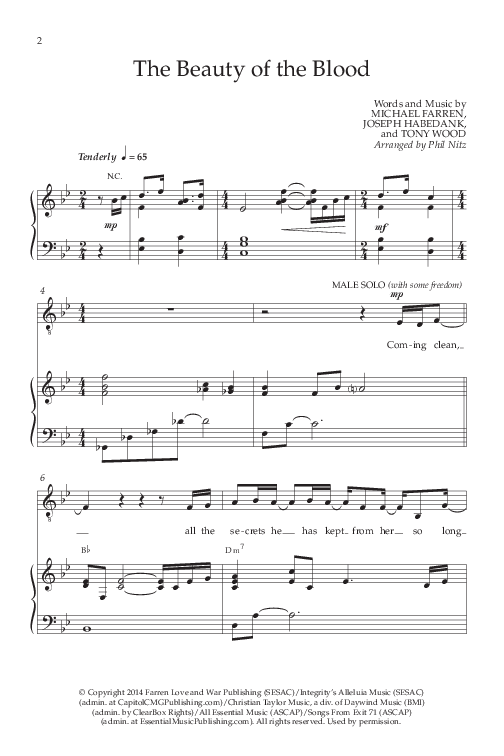 The Beauty Of The Blood (Choral Anthem SATB) Anthem (SATB/Piano) (Lifeway Choral / Arr. Phil Nitz)
