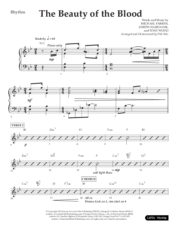 The Beauty Of The Blood (Choral Anthem SATB) Rhythm Chart (Lifeway Choral / Arr. Phil Nitz)