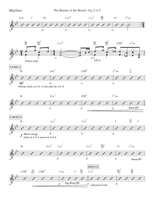 The Beauty Of The Blood (Choral Anthem SATB) Rhythm Chart (Lifeway Choral / Arr. Phil Nitz)