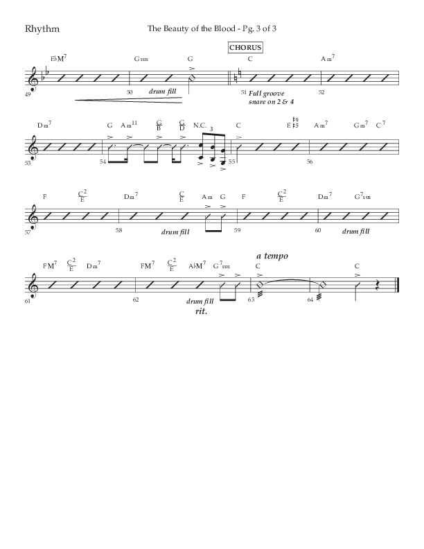 The Beauty Of The Blood (Choral Anthem SATB) Rhythm Chart (Lifeway Choral / Arr. Phil Nitz)