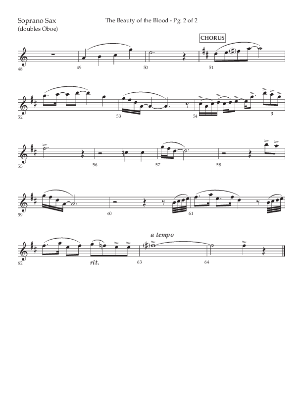 The Beauty Of The Blood (Choral Anthem SATB) Soprano Sax (Lifeway Choral / Arr. Phil Nitz)