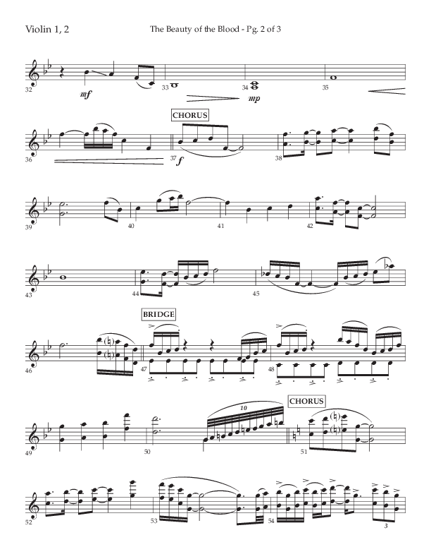The Beauty Of The Blood (Choral Anthem SATB) Violin 1/2 (Lifeway Choral / Arr. Phil Nitz)