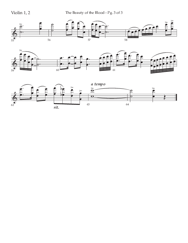 The Beauty Of The Blood (Choral Anthem SATB) Violin 1/2 (Lifeway Choral / Arr. Phil Nitz)