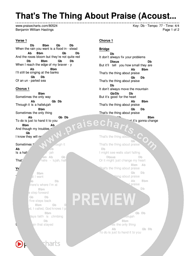 That's The Thing About Praise (Acoustic) Chords & Lyrics (Benjamin William Hastings)