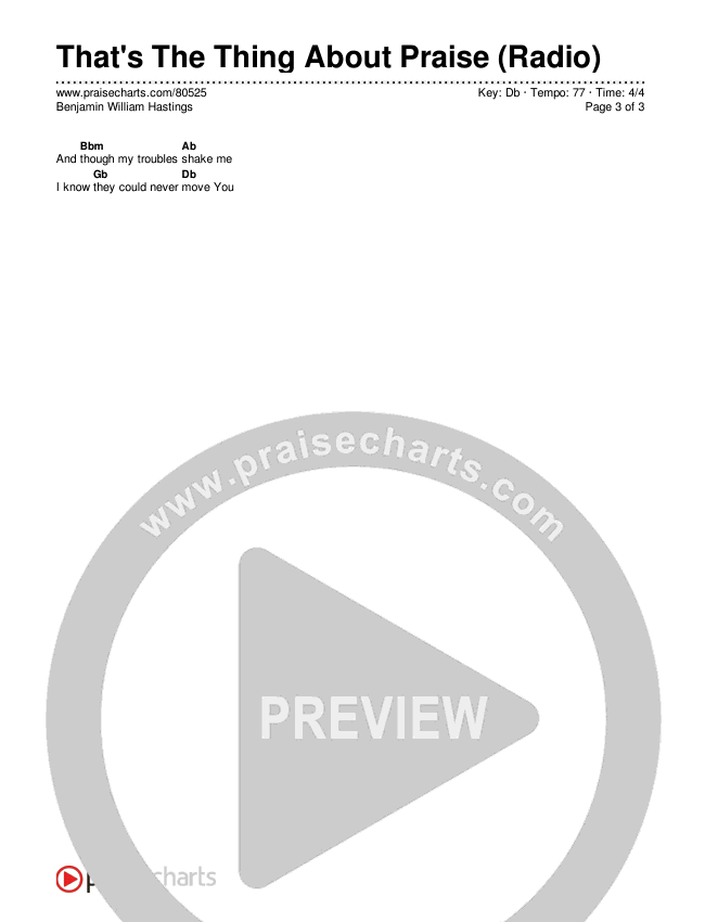 That's The Thing About Praise (Radio) Chords & Lyrics (Benjamin William Hastings)