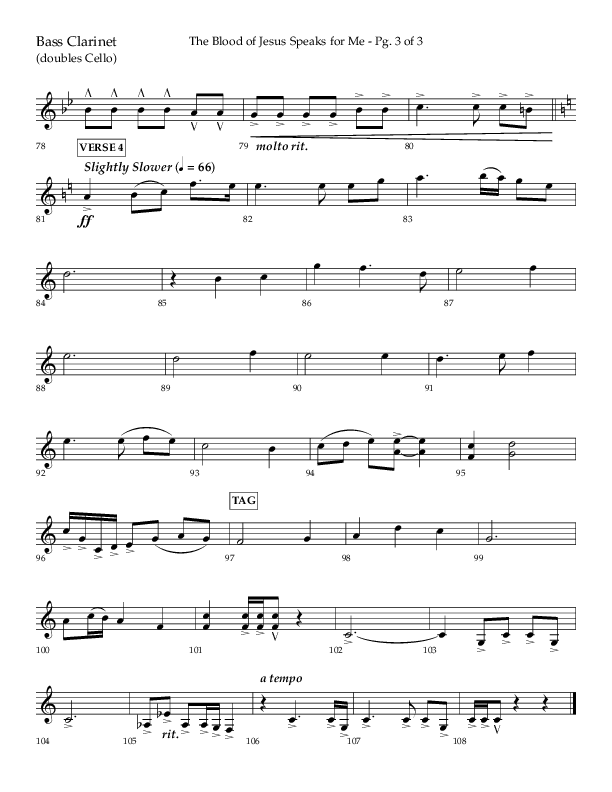 The Blood Of Jesus Speaks For Me (Choral Anthem SATB) Bass Clarinet (Lifeway Choral / Arr. Danny Zaloudik)