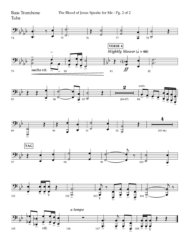 The Blood Of Jesus Speaks For Me (Choral Anthem SATB) Bass Trombone, Tuba (Lifeway Choral / Arr. Danny Zaloudik)