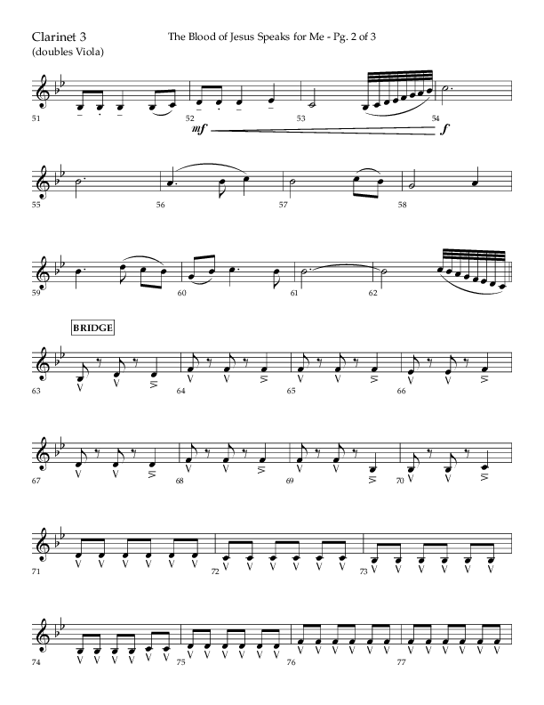 The Blood Of Jesus Speaks For Me (Choral Anthem SATB) Clarinet 3 (Lifeway Choral / Arr. Danny Zaloudik)