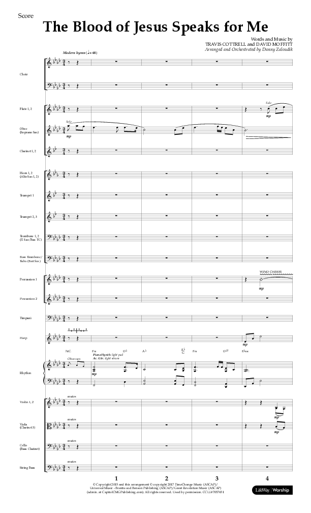 The Blood Of Jesus Speaks For Me (Choral Anthem SATB) Orchestration (Lifeway Choral / Arr. Danny Zaloudik)