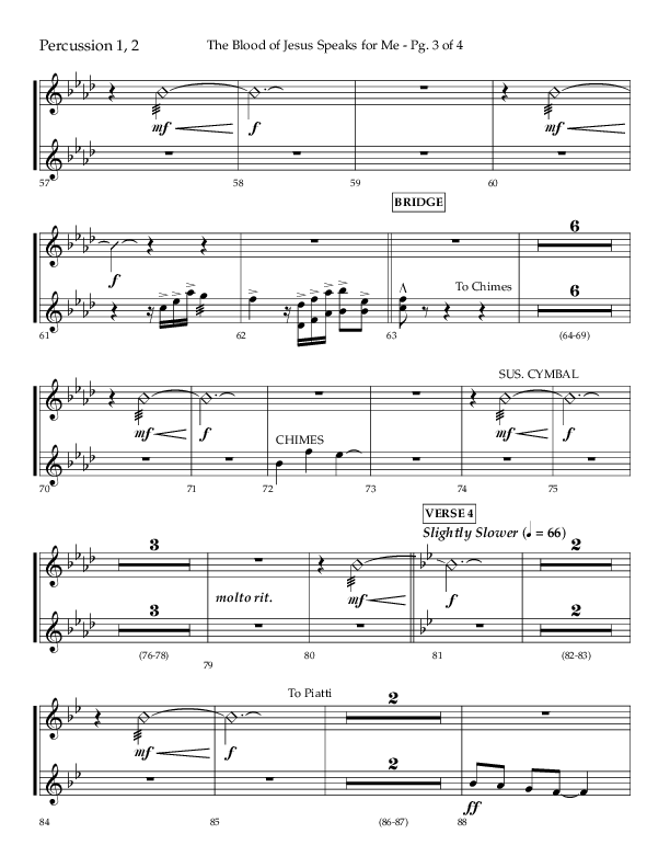 The Blood Of Jesus Speaks For Me (Choral Anthem SATB) Percussion 1/2 (Lifeway Choral / Arr. Danny Zaloudik)
