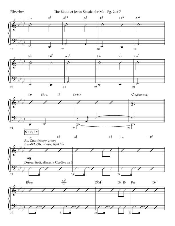 The Blood Of Jesus Speaks For Me (Choral Anthem SATB) Rhythm Chart (Lifeway Choral / Arr. Danny Zaloudik)