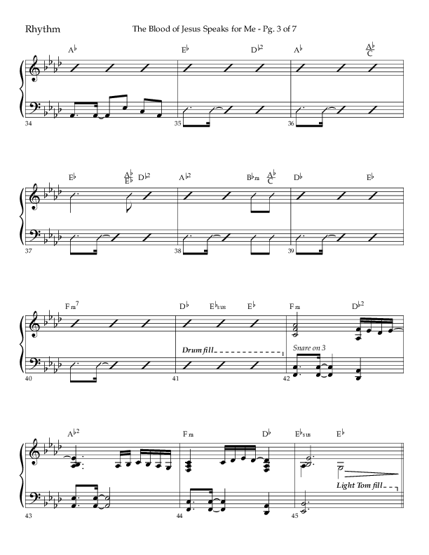 The Blood Of Jesus Speaks For Me (Choral Anthem SATB) Rhythm Chart (Lifeway Choral / Arr. Danny Zaloudik)