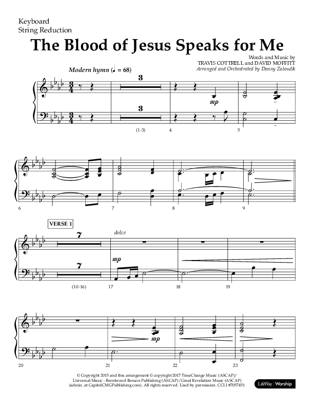 The Blood Of Jesus Speaks For Me (Choral Anthem SATB) String Reduction (Lifeway Choral / Arr. Danny Zaloudik)