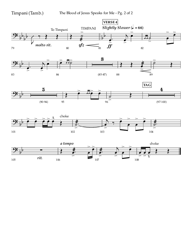 The Blood Of Jesus Speaks For Me (Choral Anthem SATB) Timpani (Lifeway Choral / Arr. Danny Zaloudik)