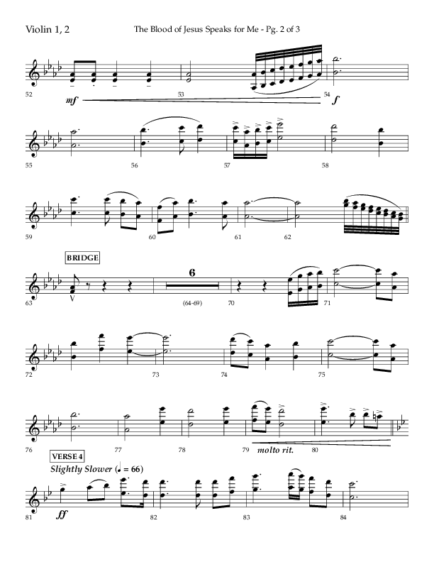 The Blood Of Jesus Speaks For Me (Choral Anthem SATB) Violin 1/2 (Lifeway Choral / Arr. Danny Zaloudik)