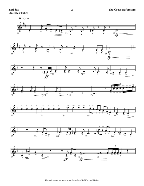 The Cross Before Me (Choral Anthem SATB) Bari Sax (Lifeway Choral / Arr. Jay Rouse / Orch. Ric Domenico)