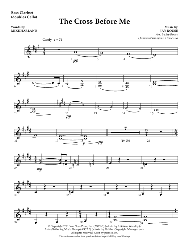 The Cross Before Me (Choral Anthem SATB) Bass Clarinet (Lifeway Choral / Arr. Jay Rouse / Orch. Ric Domenico)