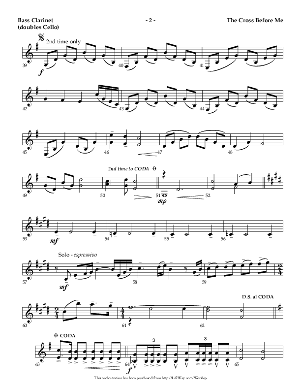 The Cross Before Me (Choral Anthem SATB) Bass Clarinet (Lifeway Choral / Arr. Jay Rouse / Orch. Ric Domenico)