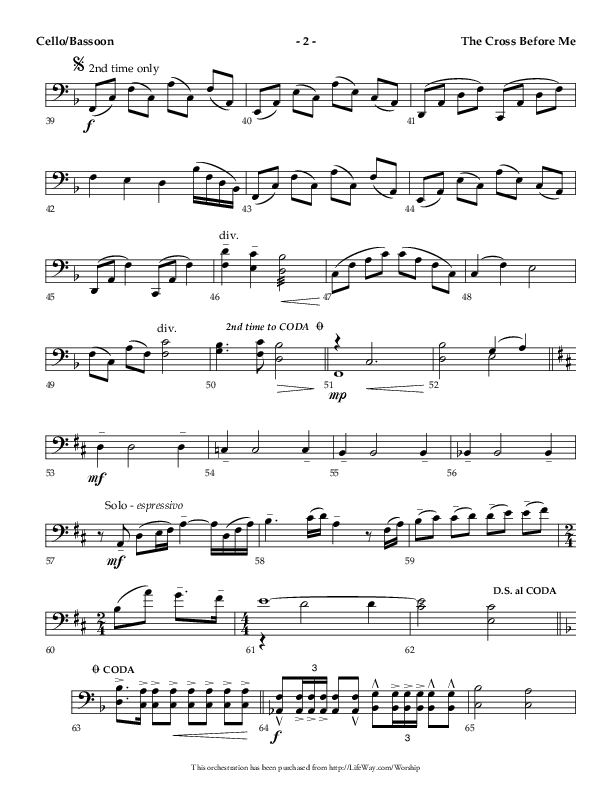 The Cross Before Me (Choral Anthem SATB) Cello (Lifeway Choral / Arr. Jay Rouse / Orch. Ric Domenico)