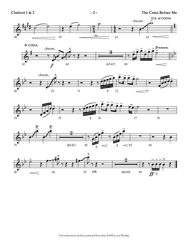 The Cross Before Me (Choral Anthem SATB) Clarinet 1/2 (Lifeway Choral / Arr. Jay Rouse / Orch. Ric Domenico)