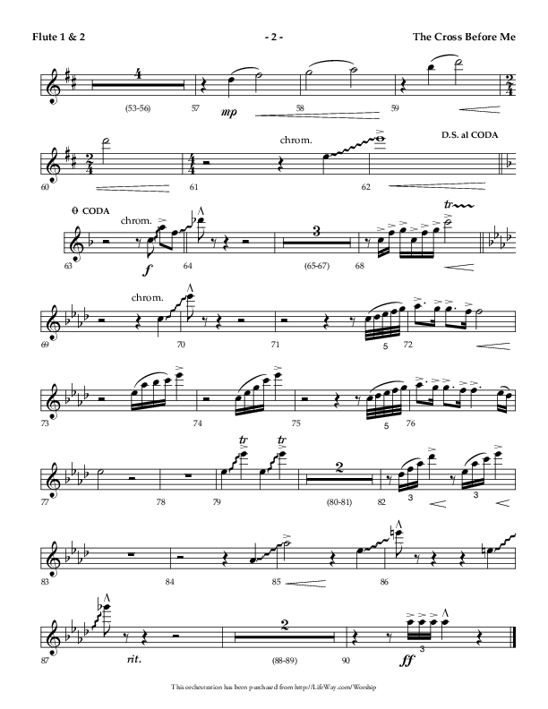 The Cross Before Me (Choral Anthem SATB) Flute 1/2 (Lifeway Choral / Arr. Jay Rouse / Orch. Ric Domenico)