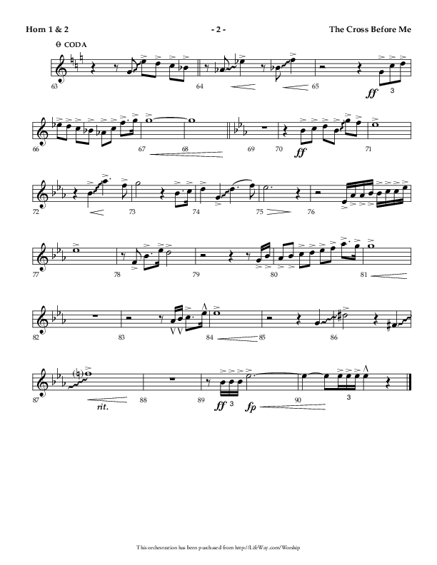 The Cross Before Me (Choral Anthem SATB) French Horn 1/2 (Lifeway Choral / Arr. Jay Rouse / Orch. Ric Domenico)