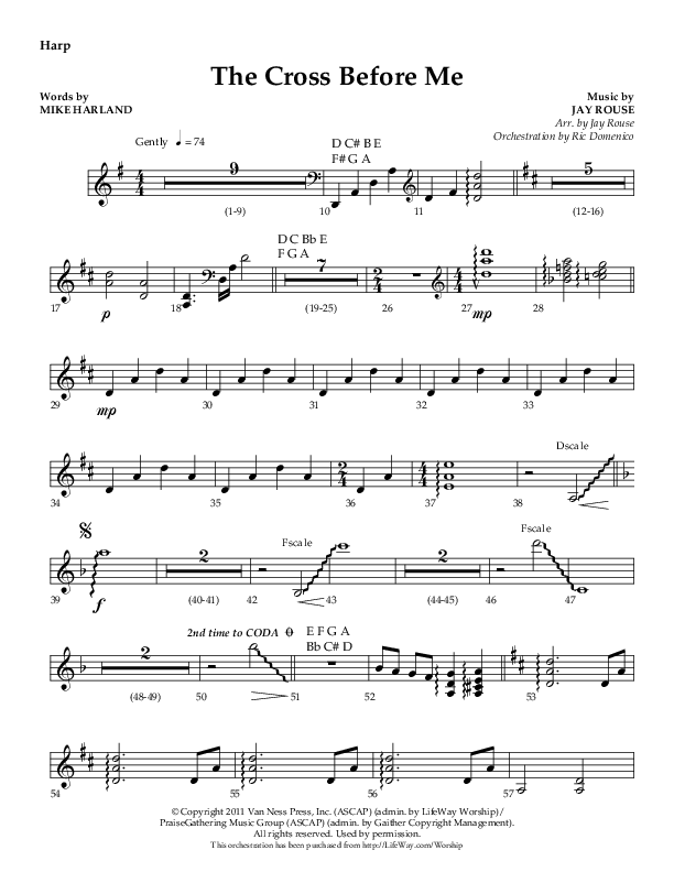 The Cross Before Me (Choral Anthem SATB) Harp (Lifeway Choral / Arr. Jay Rouse / Orch. Ric Domenico)