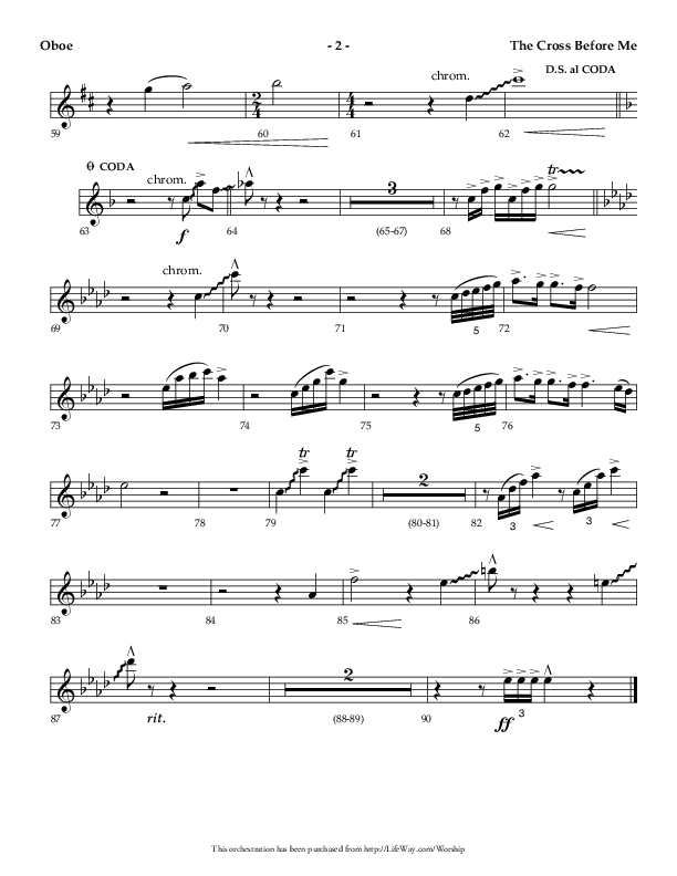 The Cross Before Me (Choral Anthem SATB) Oboe (Lifeway Choral / Arr. Jay Rouse / Orch. Ric Domenico)