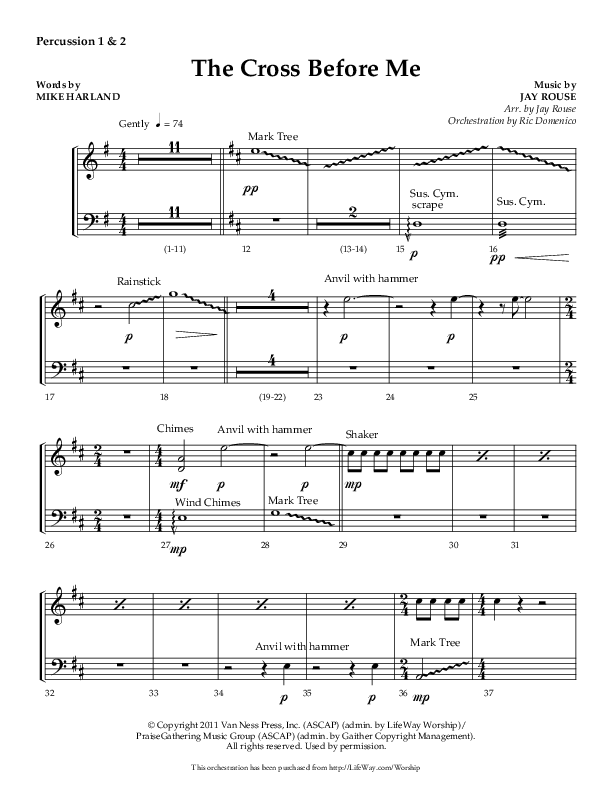 The Cross Before Me (Choral Anthem SATB) Percussion 1/2 (Lifeway Choral / Arr. Jay Rouse / Orch. Ric Domenico)
