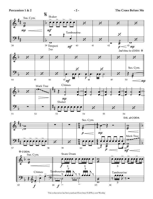 The Cross Before Me (Choral Anthem SATB) Percussion 1/2 (Lifeway Choral / Arr. Jay Rouse / Orch. Ric Domenico)