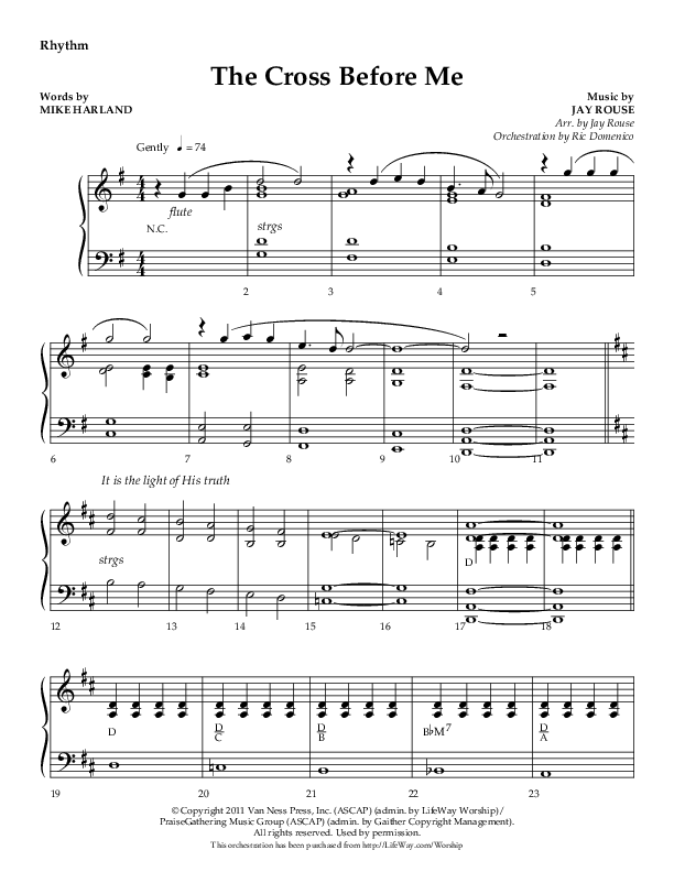 The Cross Before Me (Choral Anthem SATB) Rhythm Chart (Lifeway Choral / Arr. Jay Rouse / Orch. Ric Domenico)