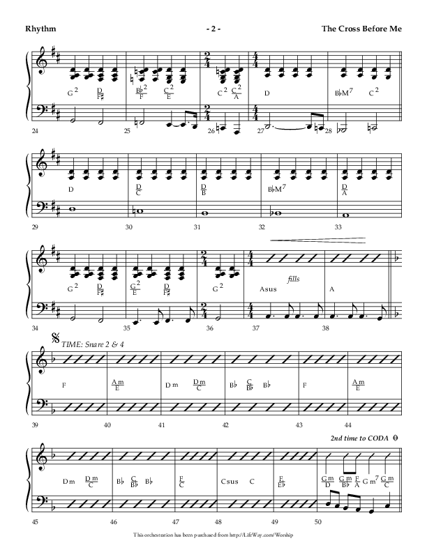 The Cross Before Me (Choral Anthem SATB) Rhythm Chart (Lifeway Choral / Arr. Jay Rouse / Orch. Ric Domenico)