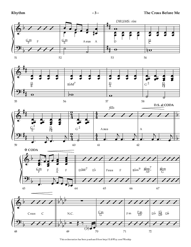 The Cross Before Me (Choral Anthem SATB) Rhythm Chart (Lifeway Choral / Arr. Jay Rouse / Orch. Ric Domenico)