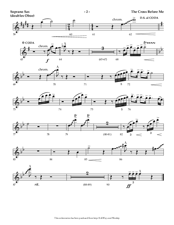 The Cross Before Me (Choral Anthem SATB) Soprano Sax (Lifeway Choral / Arr. Jay Rouse / Orch. Ric Domenico)
