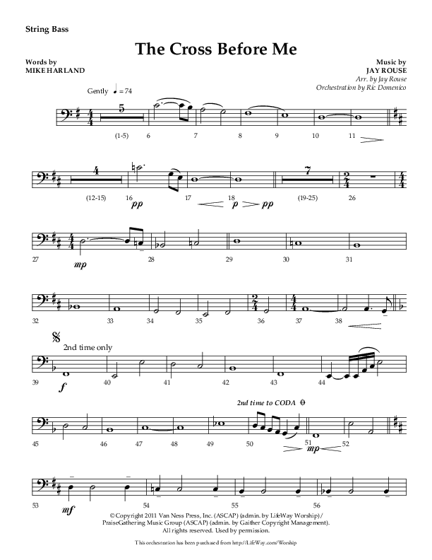 The Cross Before Me (Choral Anthem SATB) String Bass (Lifeway Choral / Arr. Jay Rouse / Orch. Ric Domenico)