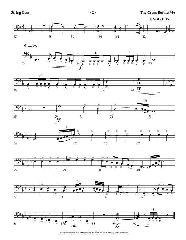 The Cross Before Me (Choral Anthem SATB) String Bass (Lifeway Choral / Arr. Jay Rouse / Orch. Ric Domenico)