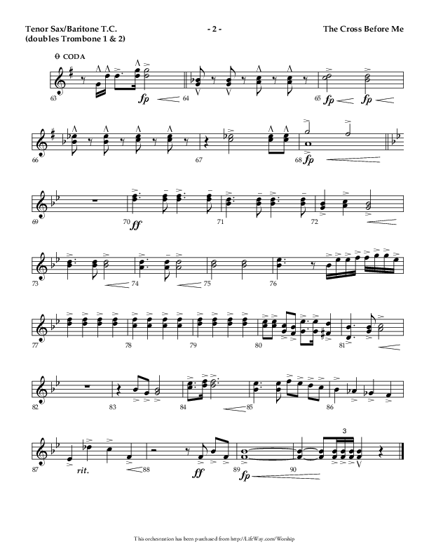 The Cross Before Me (Choral Anthem SATB) Tenor Sax/Baritone T.C. (Lifeway Choral / Arr. Jay Rouse / Orch. Ric Domenico)