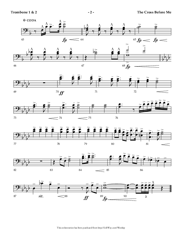 The Cross Before Me (Choral Anthem SATB) Trombone 1/2 (Lifeway Choral / Arr. Jay Rouse / Orch. Ric Domenico)