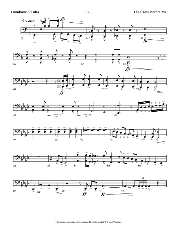 The Cross Before Me (Choral Anthem SATB) Trombone 3/Tuba (Lifeway Choral / Arr. Jay Rouse / Orch. Ric Domenico)