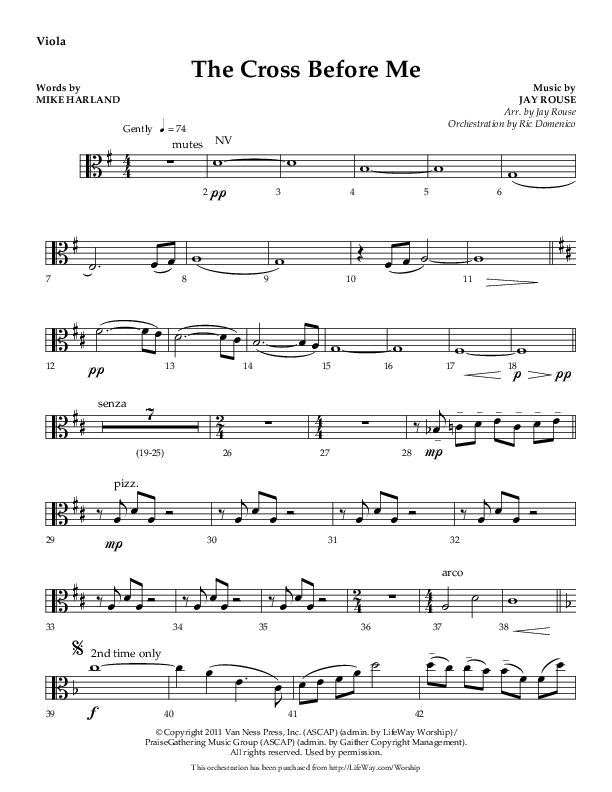 The Cross Before Me (Choral Anthem SATB) Viola (Lifeway Choral / Arr. Jay Rouse / Orch. Ric Domenico)
