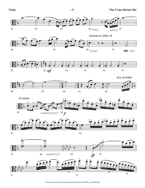 The Cross Before Me (Choral Anthem SATB) Viola (Lifeway Choral / Arr. Jay Rouse / Orch. Ric Domenico)
