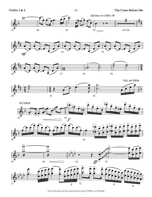 The Cross Before Me (Choral Anthem SATB) Violin 1/2 (Lifeway Choral / Arr. Jay Rouse / Orch. Ric Domenico)