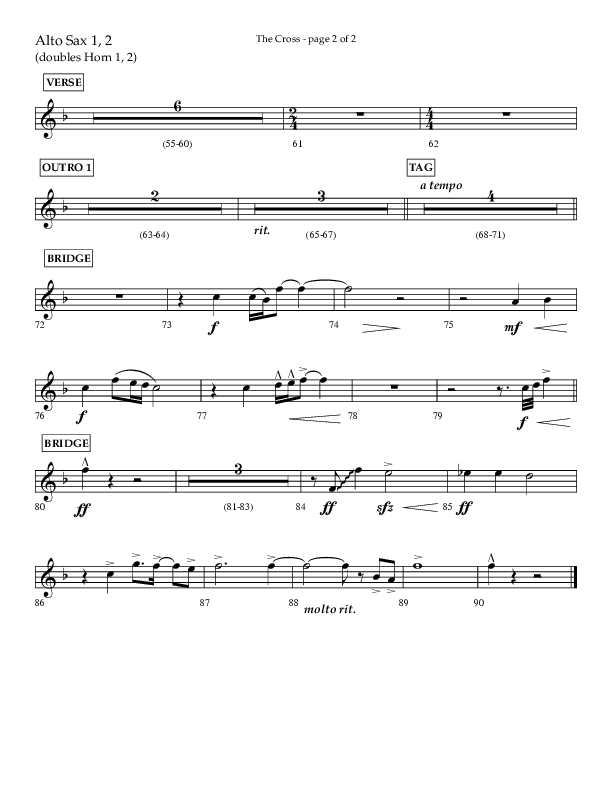 The Cross (Choral Anthem SATB) Alto Sax 1/2 (Lifeway Choral / Arr. Cliff Duren)