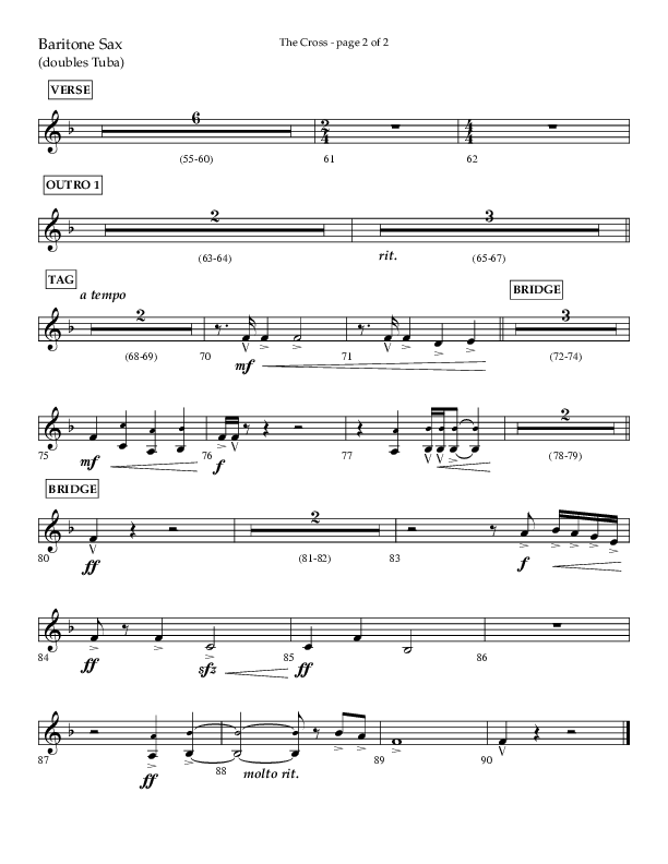 The Cross (Choral Anthem SATB) Bari Sax (Lifeway Choral / Arr. Cliff Duren)