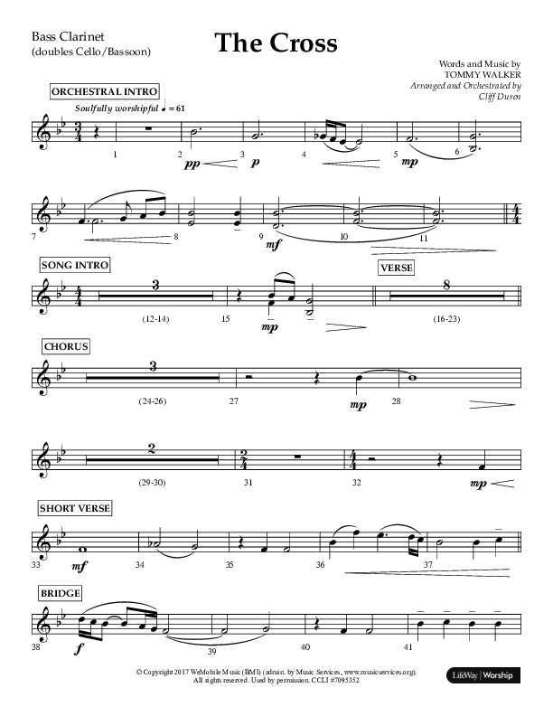 The Cross (Choral Anthem SATB) Bass Clarinet (Lifeway Choral / Arr. Cliff Duren)