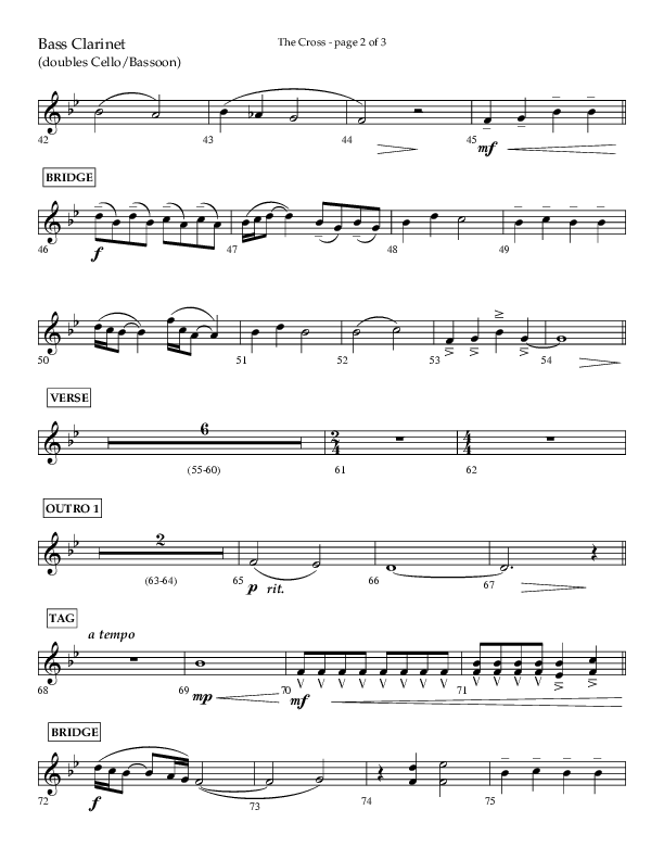 The Cross (Choral Anthem SATB) Bass Clarinet (Lifeway Choral / Arr. Cliff Duren)